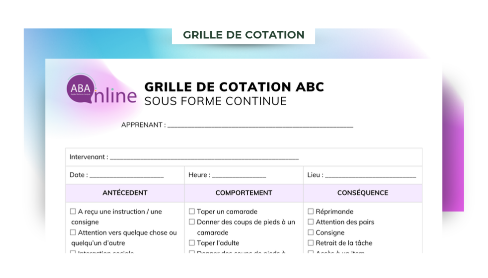 Grille de cotation : ABC (enregistrement continu)